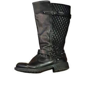 Women's Quilted Knee High Riding Boots Black Size 11